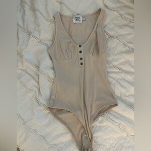 Princess Polly Cream Ribbed Bodysuit